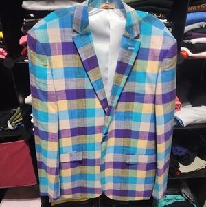 Vibrant Checkered Men's Blazer